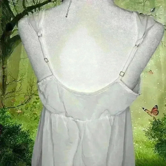 Y2K White Mesh/Satin White Mini Slip Dress By Flora Size XL - Picture 6 of 11